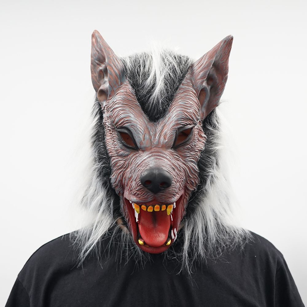 Máscara de hombre lobo EraSpooky Disfraz de Halloween Máscaras de lobo de látex de cabeza completa
