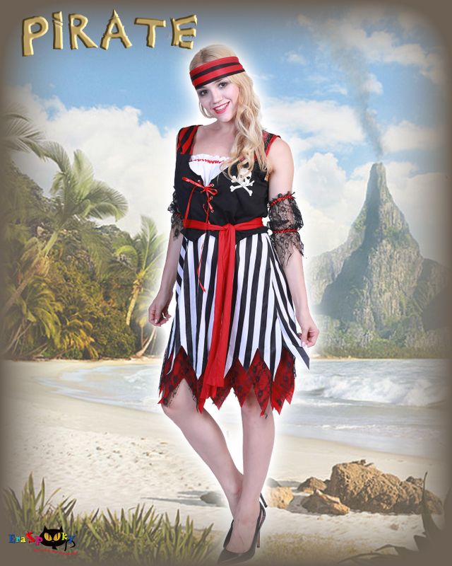 Disfraz de pirata de lujo para mujer y adulto