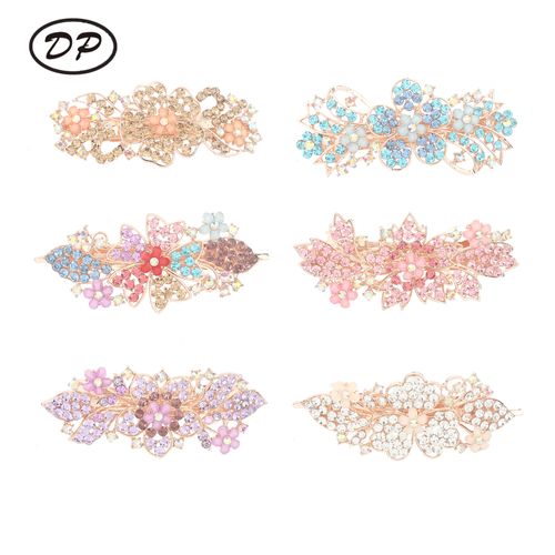 DP B-5094 Alloy colorido strass flor grampo de cabelo