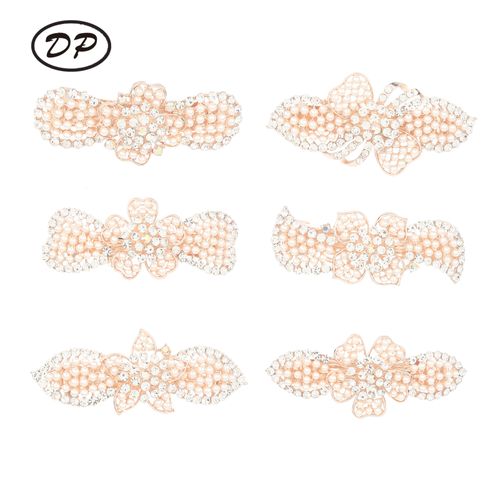 DP B-5060 Alloy colorido strass pérola flor grampo de cabelo