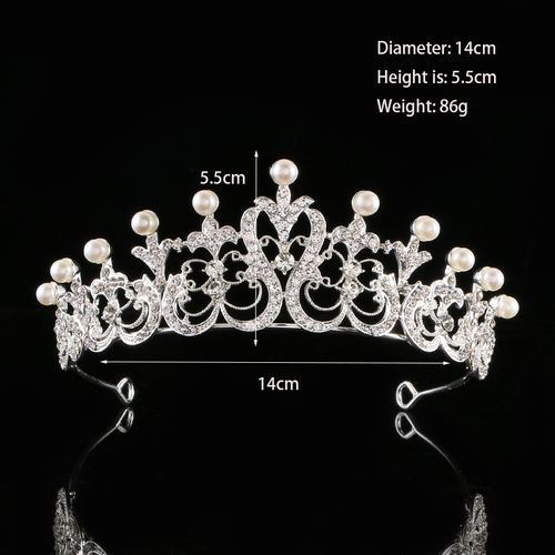 DP H-29 Alloy rhinestone pearl baroque crown