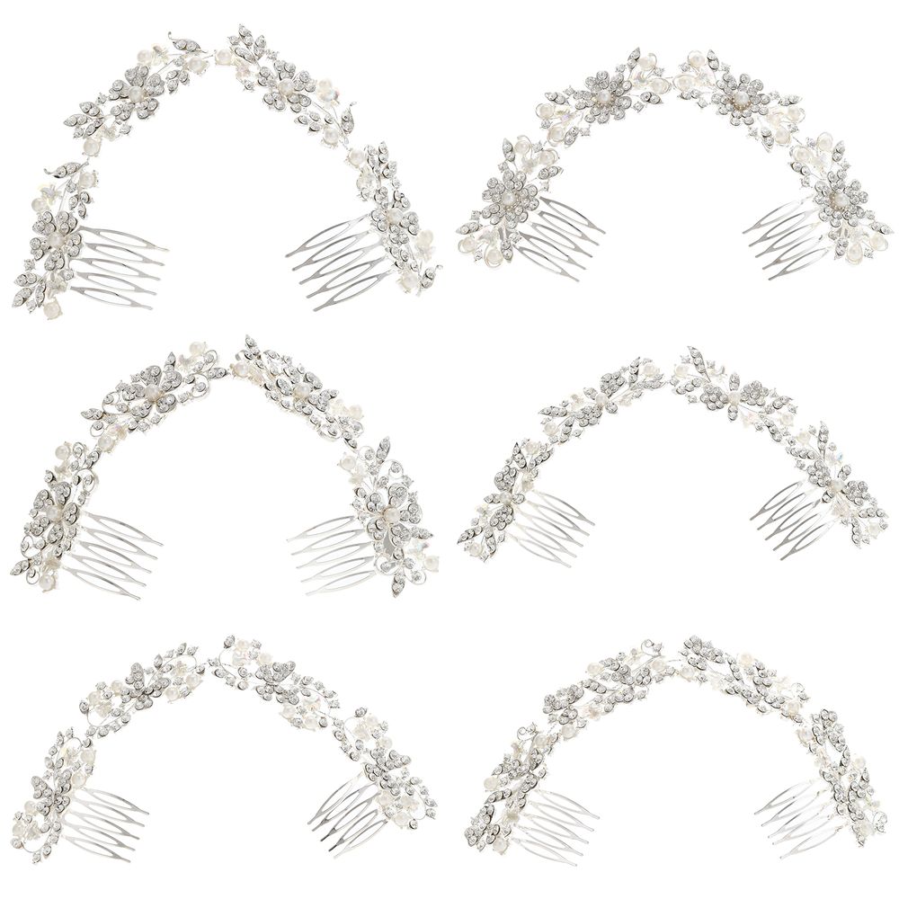 DP A-127  Alloy rhinestone pearl butterfly flower fork comb chain