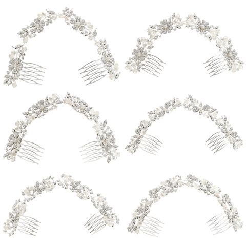 DP A-127 Alloy rhinestone pearl butterfly flower fork comb chain