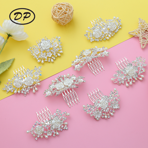 DP A-15 Elegant Alloy rhinestone pearl flower hairpin
