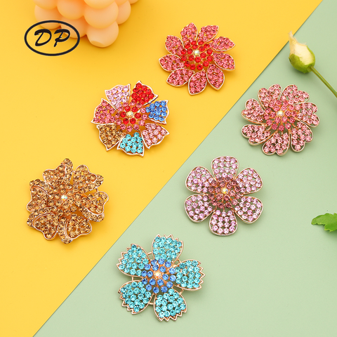 Broche de flor grande de diamantes de imitación coloridos de aleación de moda DP Y-42