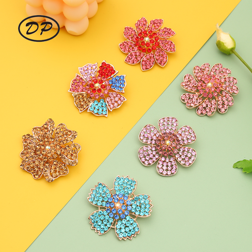DP Y-42 Fashion  Alloy colorful rhinestone big flower brooch