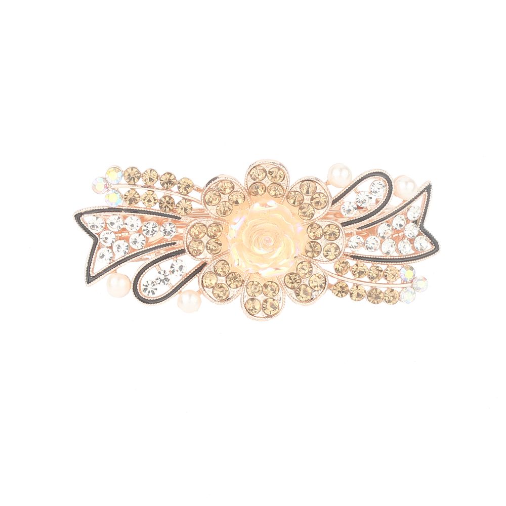 DP B-5106 Alloy colorful rhinestone pearl flower hair clip