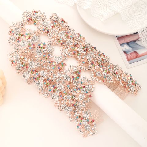 DP A-118 aleación AB rhinestone cristal mariposa flor tenedor peine cadena