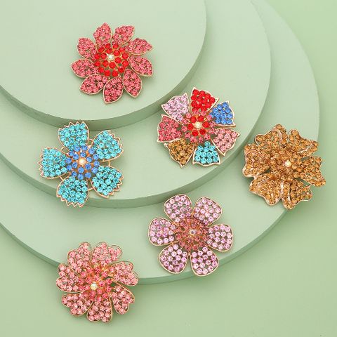 Broche de flor grande de diamantes de imitación coloridos de aleación de moda DP Y-42