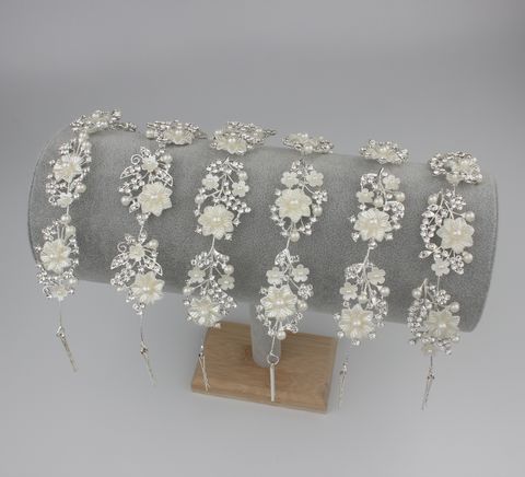 New high quality princess hair chain alloy pearl rhinestone crown wedding bridal hair ornament