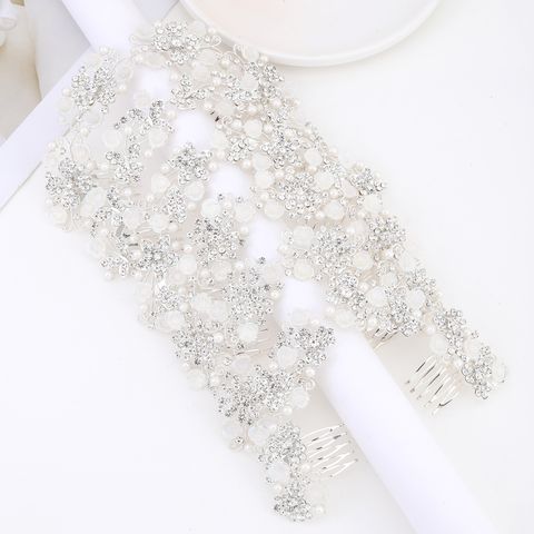 DP A-108  Alloy rhinestone  pearl butterfly flower fork comb chain