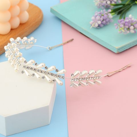DP E-30  Alloy rhinestone pearl Geometric modeling Hair Chain