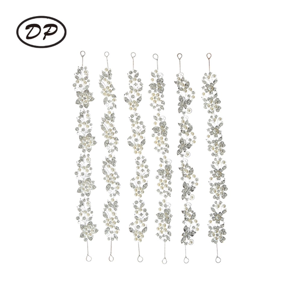 Cadena de pelo de flor de perla de diamantes de imitación de aleación DP E-29