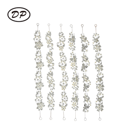 DP E-29 Alloy rhinestone pearl flower Hair Chain