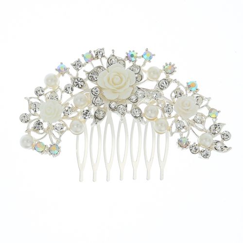 DP A-58 Fashion Alloy rhinestone pearl flower hairpin