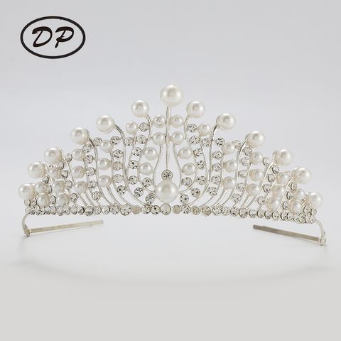 DP H-21 Alloy rhinestone pearl baroque crown