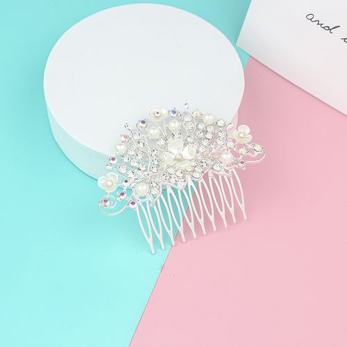 DP A-99 Luxury Alloy AB rhinestone pearl flower hairpin