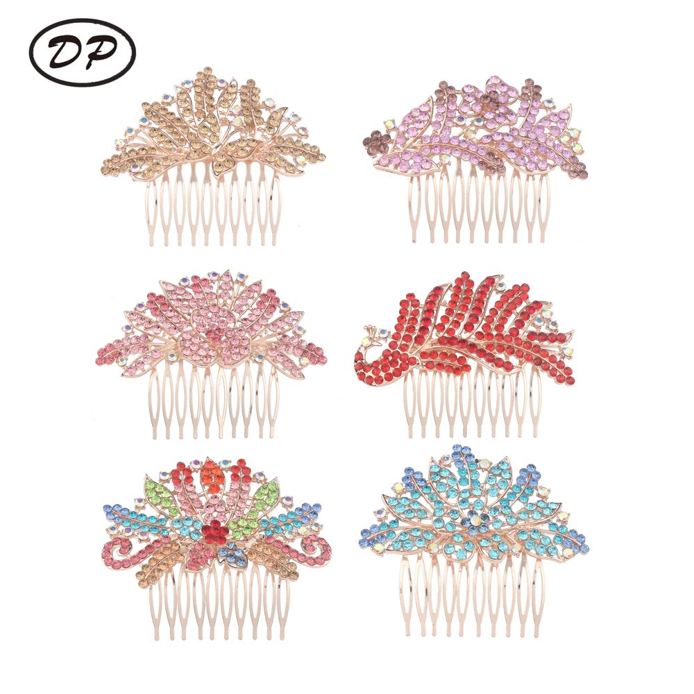 DP A-96 Luxury Alloy colorful rhinestone pearl Butterfly peacock flower hairpin