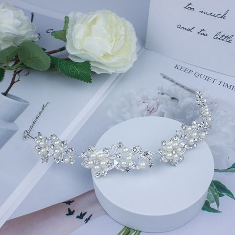 DP Z-29 Alloy rhinestone crystal pearl flower Hair Chain