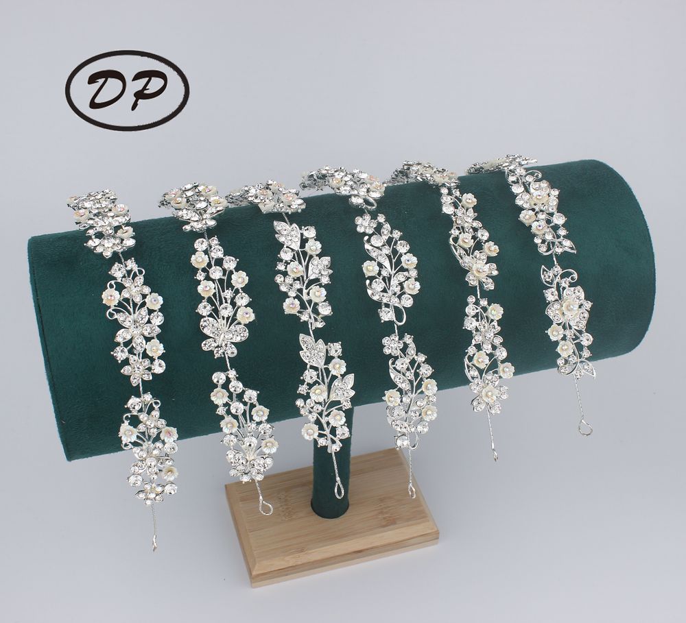 Cadena de pelo de flor de mariposa de diamantes de imitación de aleación DP E-41