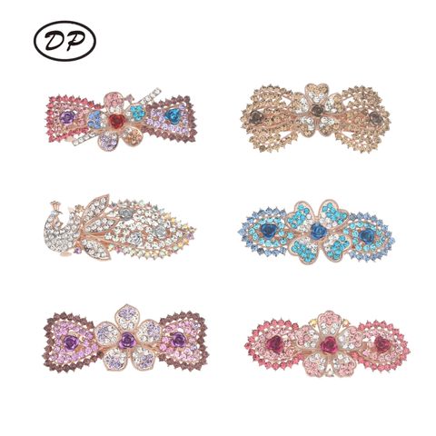 DP B-5098 Aleación colorida rhinestone mariposa flor estilo pavo real Pinzas para el cabello