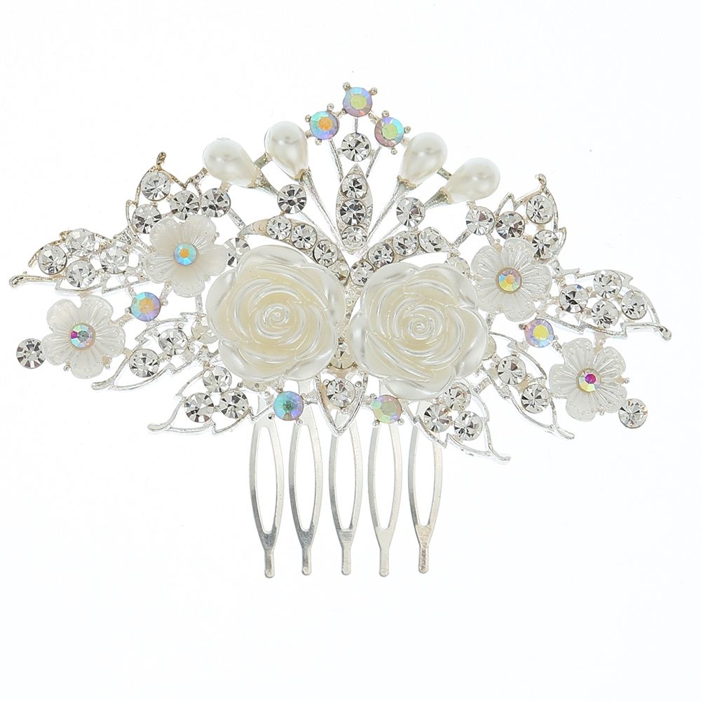 Horquilla de flor de perla de diamantes de imitación de aleación elegante DP A-15
