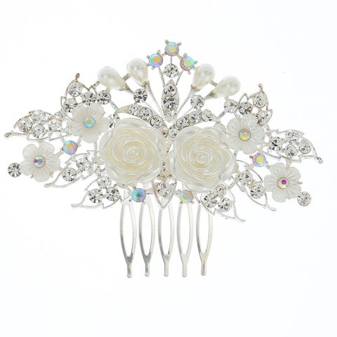 DP A-15 Elegant Alloy rhinestone pearl flower hairpin
