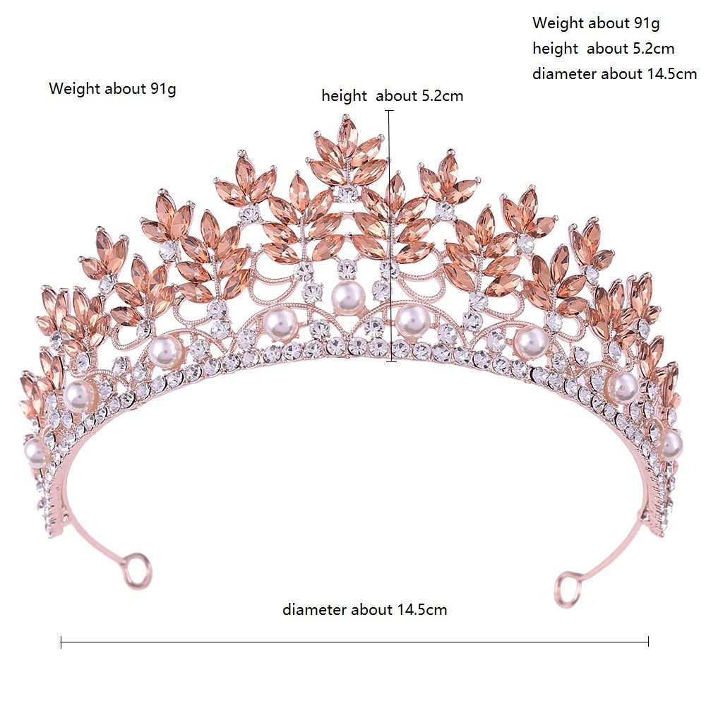 DP HG-1090 Alloy rhinestone pearl crystal baroque crown