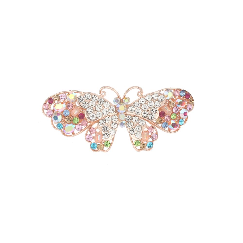 DP B-5115 合金ラインストーン孔雀蝶の花のヘアクリップ