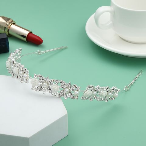 DP E-32 Elegant  Alloy rhinestone pearl  flower Hair Chain