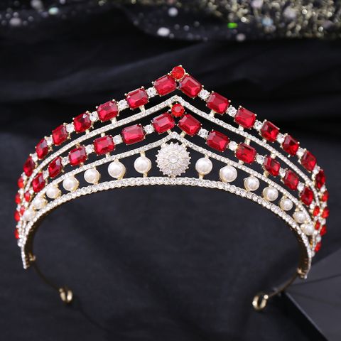 DP HG-1111 Alloy rhinestone pearl crystal baroque crown