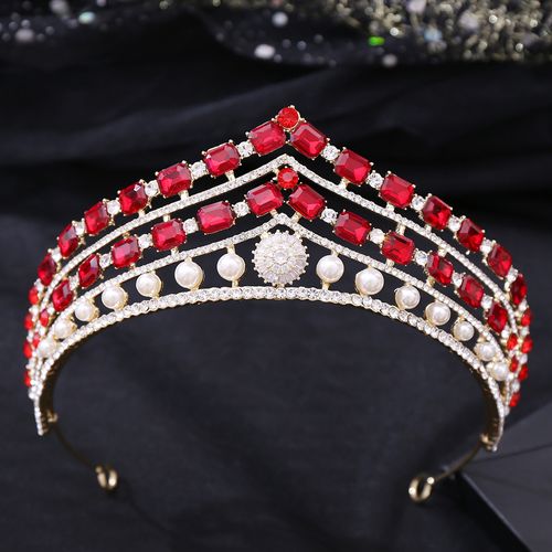 DP HG-1111 Alloy rhinestone pearl crystal baroque crown