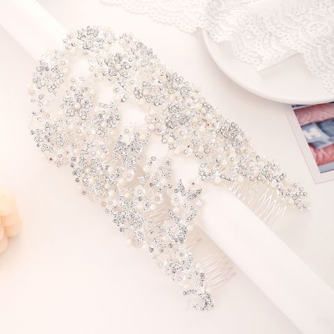 DP A-113 Strass-Perlenblumen-Gabelkammkette aus Legierung