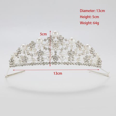 DP H-19 Alloy rhinestone pearl flower crown