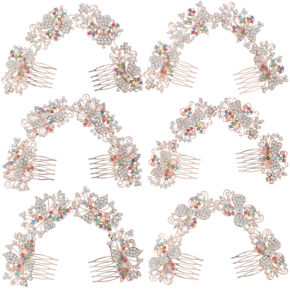 Catena del pettine della forcella del fiore della farfalla del cristallo del rhinestone della lega DP A-118 AB
