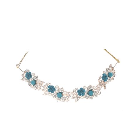 DP E-16 Fashion Alloy rhinestone pearl colorful flower Hair Chain