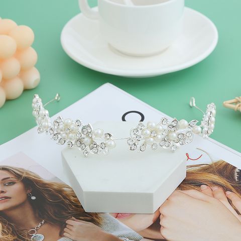 DP E-29  Alloy rhinestone  pearl flower Hair Chain