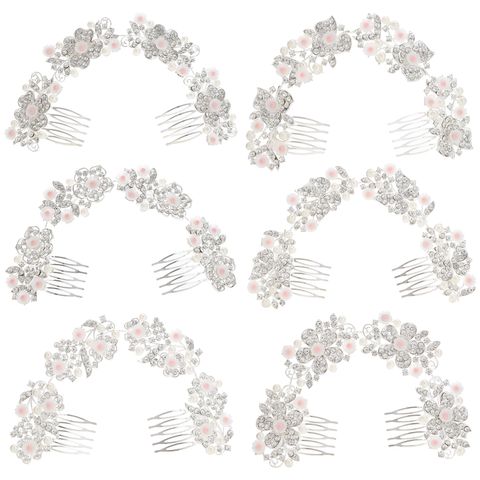 DP A-104 Gabelkammkette mit weißen Blumen aus Legierungs-Strass