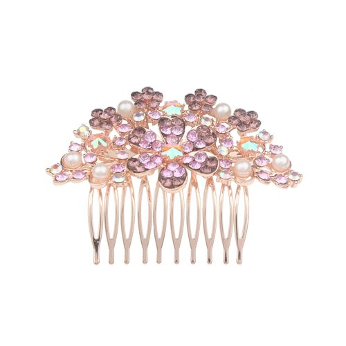 DP A-302 Elegant Alloy colorful rhinestone pearl butterfly flower hairpin