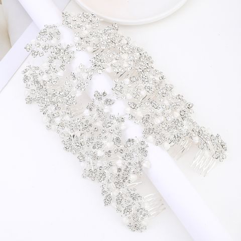 DP A-91  Alloy rhinestone flower fork comb chain