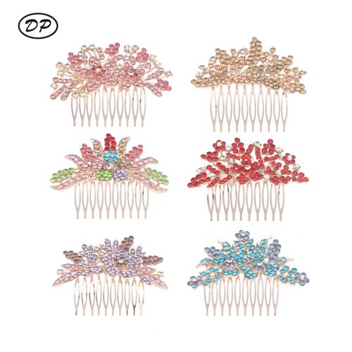 Épingle à cheveux fleur strass coloré DP A-95 Fashion Alloy