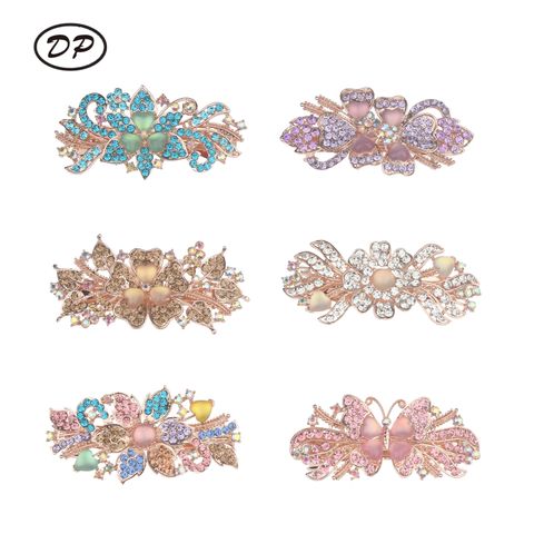 DP B-5095 Haarnadel-Clips aus Legierung mit bunten Strass-Schmetterlingsblumen