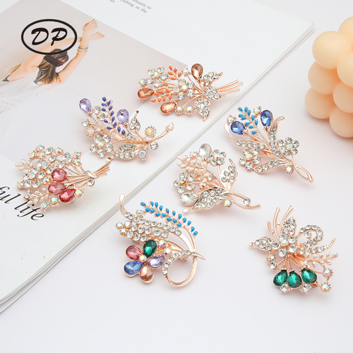 DP Y-38  Alloy rhinestone crystal Rice Ear flower brooch