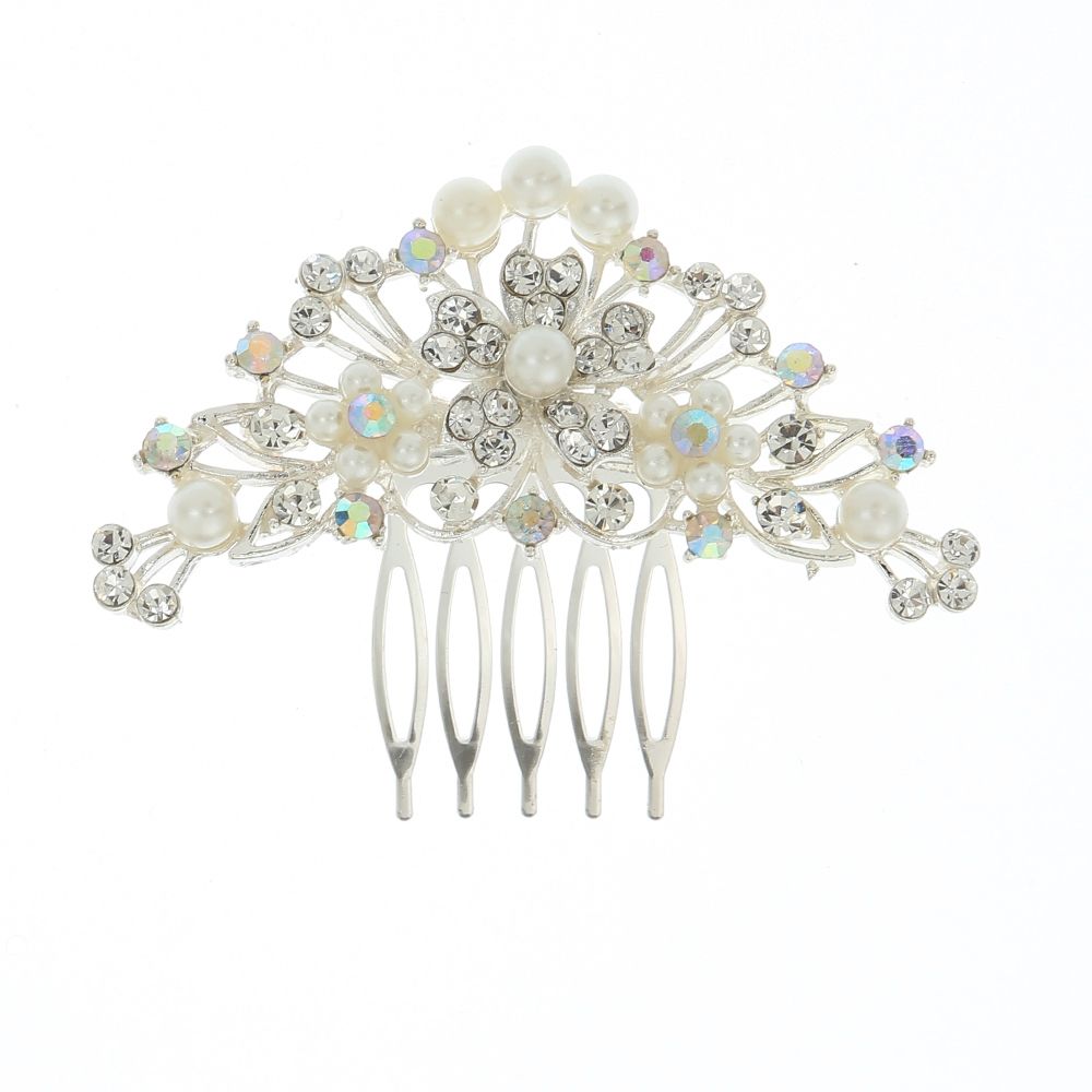 DP A-4 Fashion Alloy colorful rhinestone pearl flower hairpin