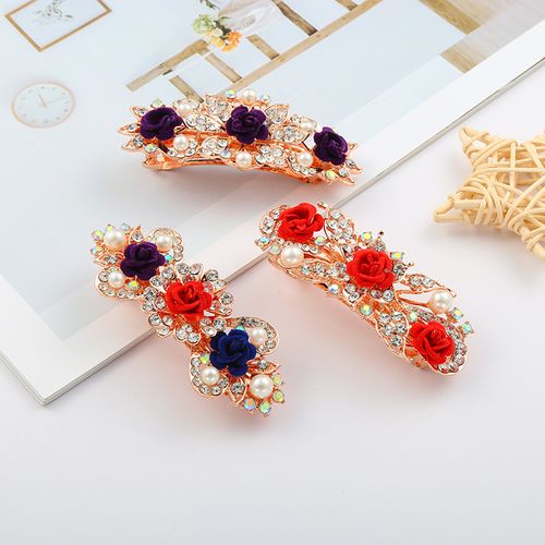 DP B-3996 Alloy strass pérola flor grampo de cabelo