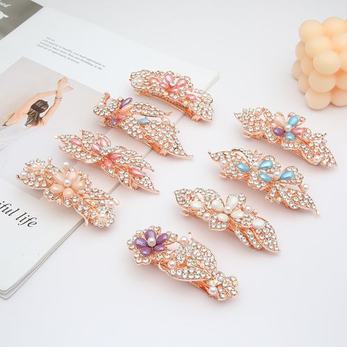 DP B-3985 Alloy strass pérola flor pavão grampo de cabelo
