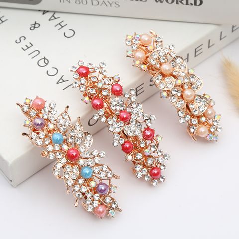 DP B-3983 Alloy strass pérola pavão flor grampo de cabelo