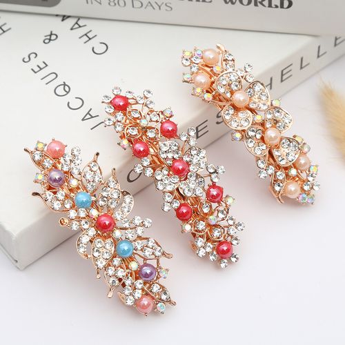 DP B-3983 Alloy strass pérola pavão flor grampo de cabelo