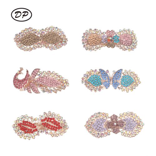 DP B-5097 Alloy colorful rhinestone flower butterfly bow peacock style Hair Pin Clips