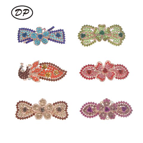 DP B-5098 Aleación colorida rhinestone mariposa flor estilo pavo real Pinzas para el cabello